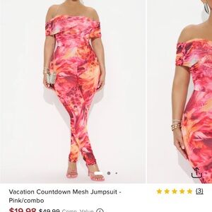 Fashion Nova Vibrant Pink and Orange Jumpsuit